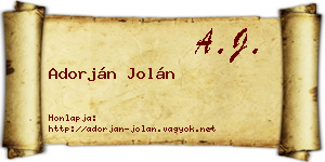 Adorján Jolán névjegykártya