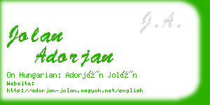 jolan adorjan business card